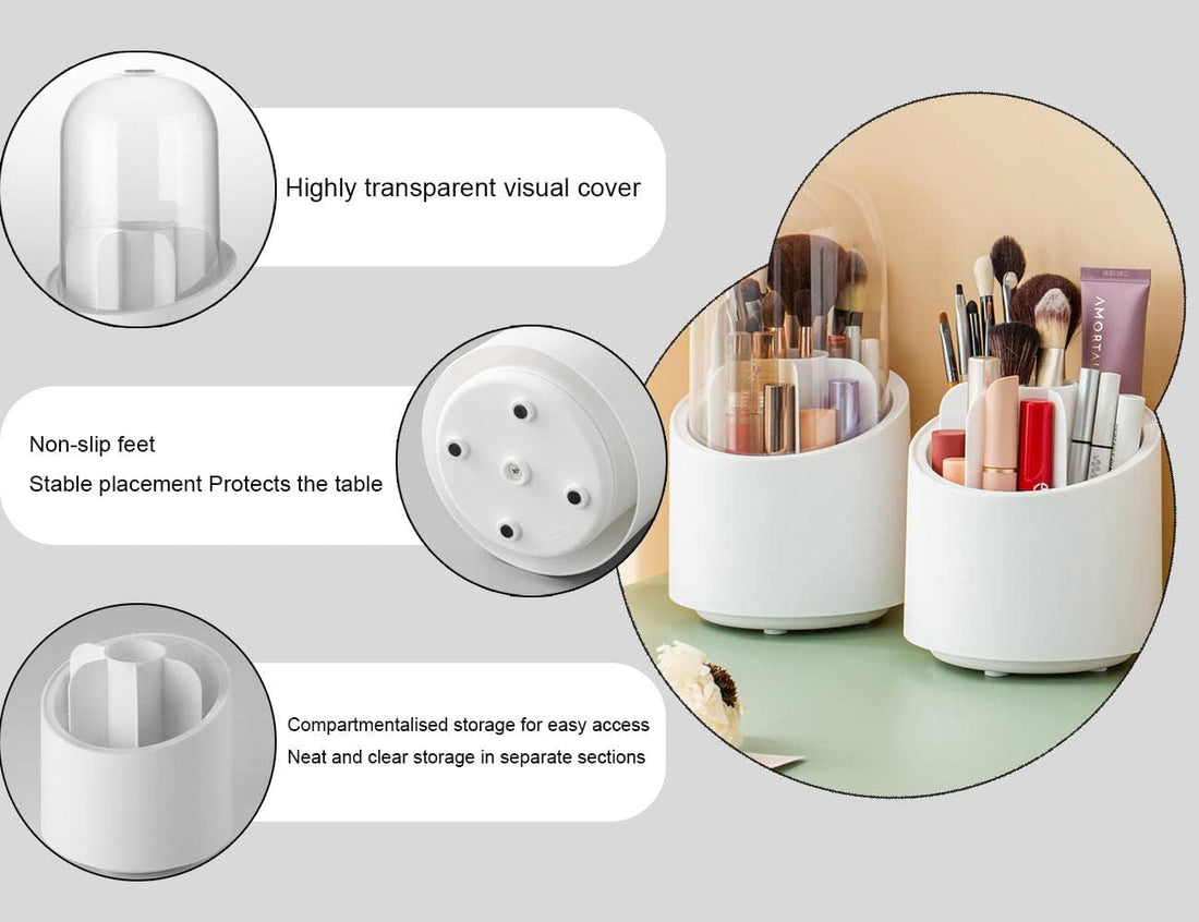 Makeup Brush Container | Dust-proof Rotating Plastic Lipstick Eyebrow Pencil Vanity Supplies ( random color)